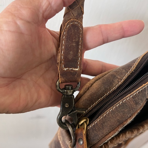 Brown and Tan Fringe Leather Bag - Picture 6 of 11